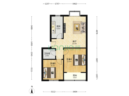 新雅中街9号 2室1厅1卫 72平方