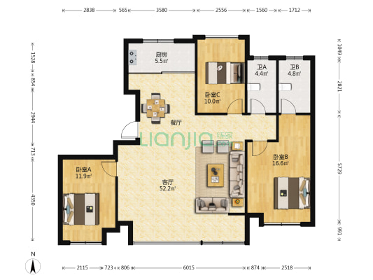 茂华·熙府 3室1厅2卫 142平方