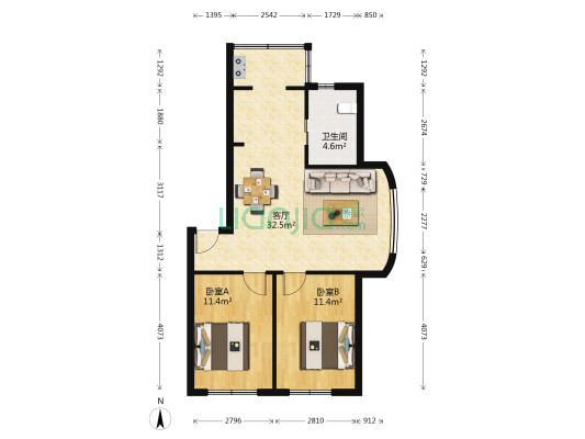 泰丰苑 2室1厅1卫 77平方