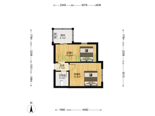 金龙路 2室0厅1卫 43平方