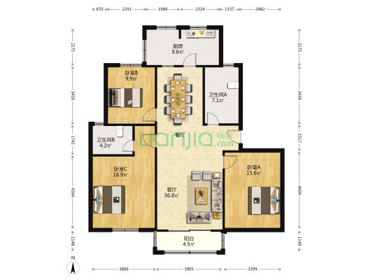 浅水湾阳光水岸 3室1厅2卫 130平方