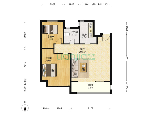 戴戈庄社区峨眉山路1398号 2室1厅1卫 97平方