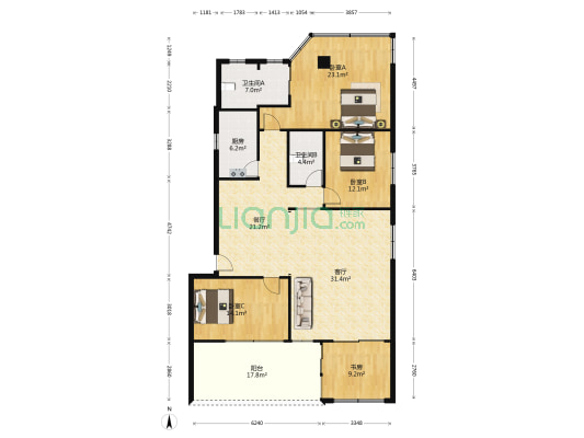 凌碧园 4室2厅2卫 158平方