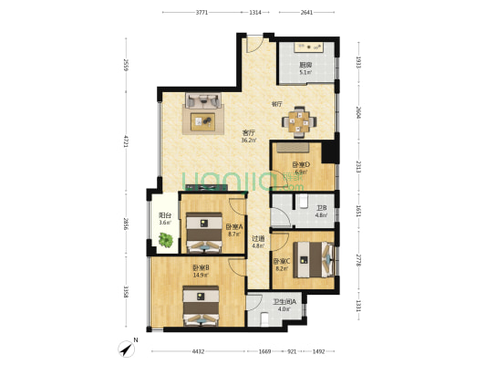 华润筼筜悦府 4室1厅2卫 130平方