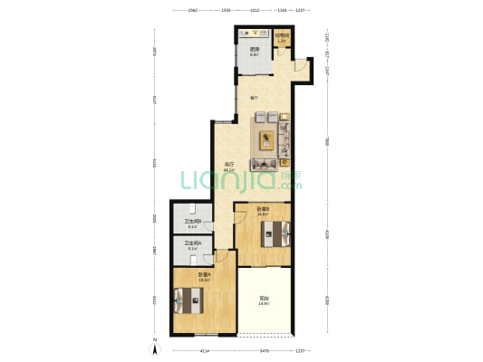 温泉花园(连江县) 2室1厅2卫 131平方
