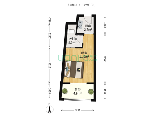 希尔斯联邦公寓 1室0厅1卫 36平方