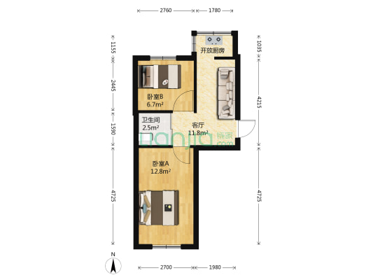 旭阳家园二区 2室1厅1卫 48平方