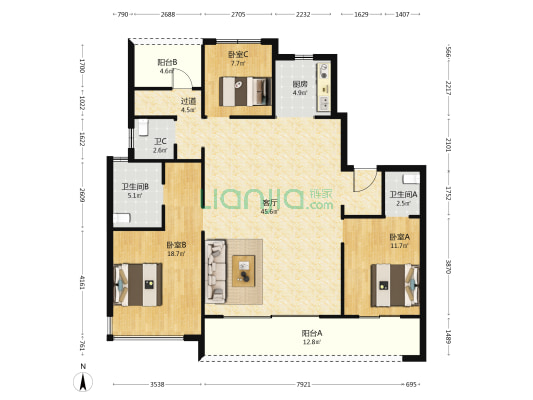 新城时光天昱 3室1厅3卫 143平方