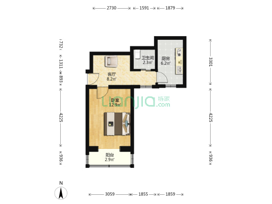 酒仙桥路11号 1室1厅1卫 46平方
