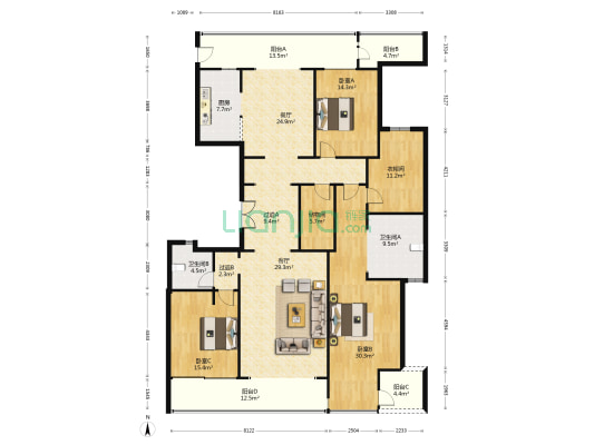 金沙湖高尔夫观邸南区一期 3室2厅2卫 229平方