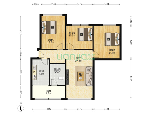 唐安西路北四巷47号 3室1厅1卫 92平方