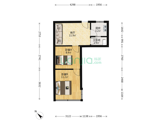 洞庭街133号 2室1厅1卫 40平方