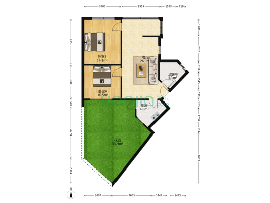 蓥华北路一段178附2号 2室1厅1卫 75平方