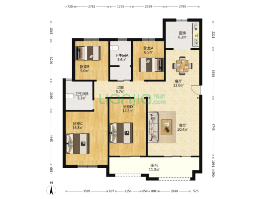 东宝·怡沁园 4室2厅2卫 140平方