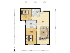 满二 精装修 朝南2居室 中楼层 看房方便-涿州高铁新干线户型图