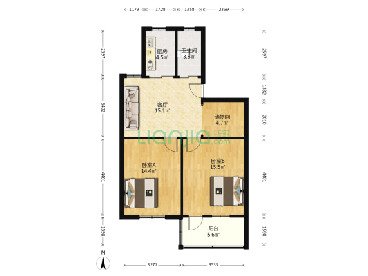 石化一招农贸市场 2室1厅1卫 71平方