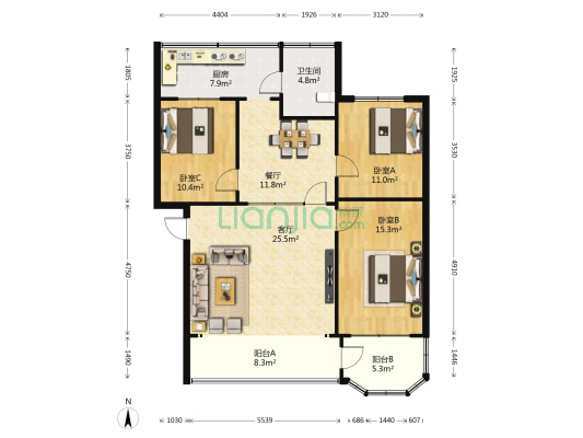 端仕街54号 3室2厅1卫 96平方