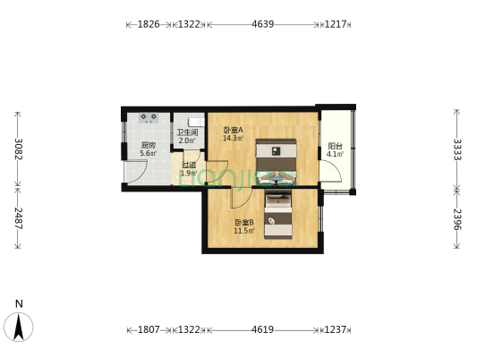 六安路45号 2室0厅1卫 48平方