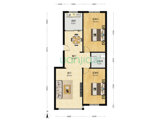 宇泰家园（甘南路） 2室2厅1卫 105平方