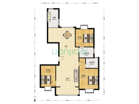 唯诚七号公馆 3室1厅2卫 143平方