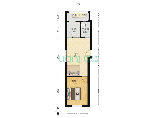 郑锻东苑 1室1厅1卫 44平方