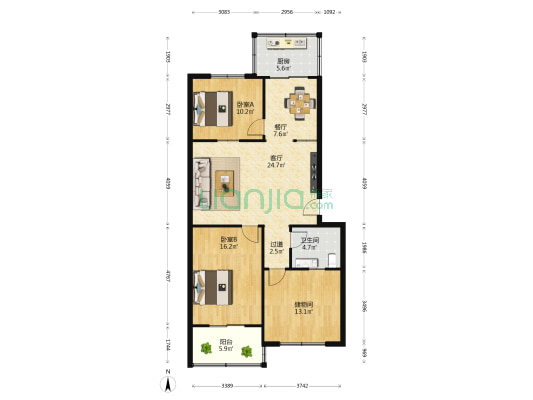 信合小区 2室2厅1卫 112平方