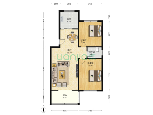 省农科院 2室1厅1卫 101平方