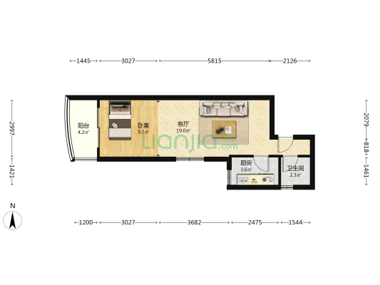 金禧大厦 1室1厅1卫 52平方
