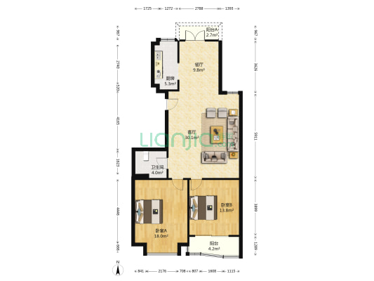 南瓯明园 2室2厅1卫 110平方