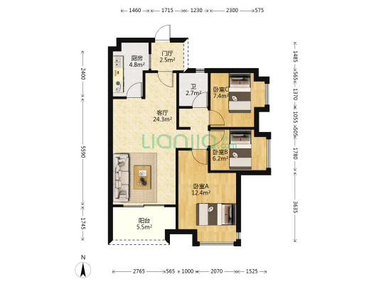 时代年华 3室1厅1卫 83平方