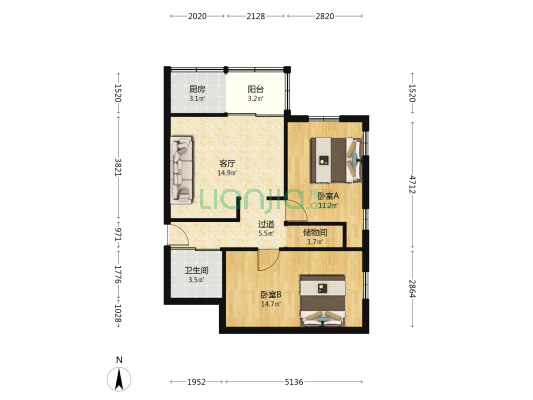 慧仪楼 2室1厅1卫 68平方