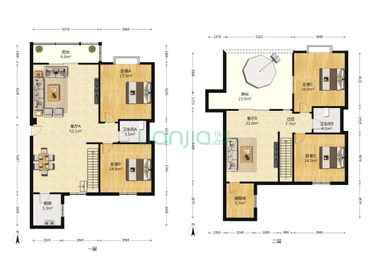 阳光新居 4室2厅2卫 111平方