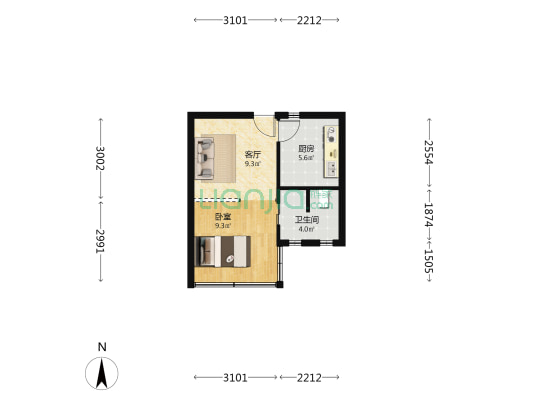 梅花碑 1室1厅1卫 33平方