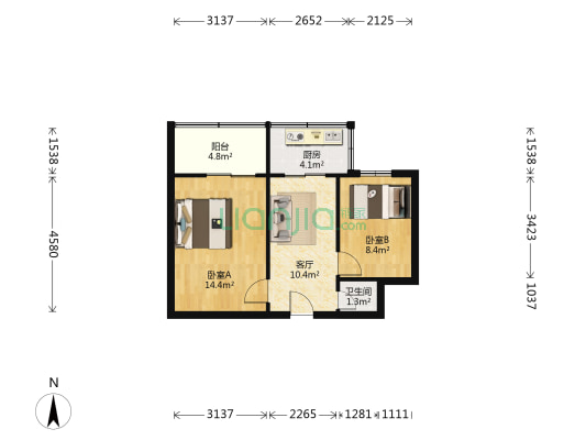 西安盲哑学校家属院 2室1厅1卫 49平方