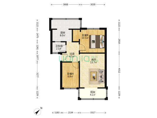 老交校家属院 2室1厅1卫 58平方