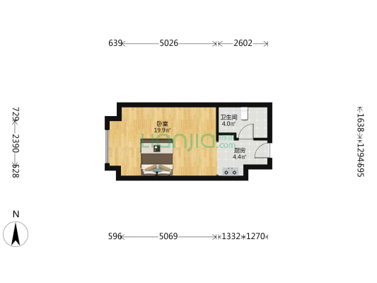 银丰科技公园 1室0厅1卫 44平方