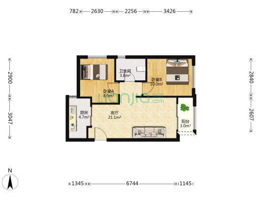 远洋汉口公馆 2室1厅1卫 72平方