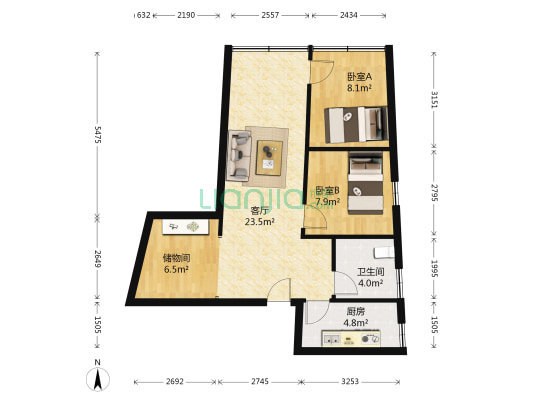 高嘉大厦 2室1厅1卫 78平方