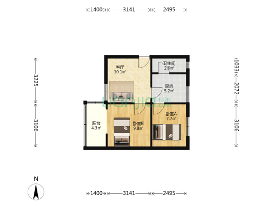 红槽房采石场 2室1厅1卫 48平方