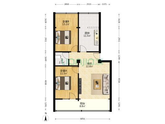 兰州安居小区（西津西路） 2室1厅1卫 80平方