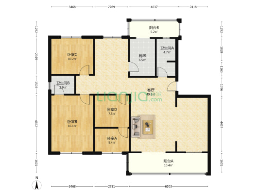 柳城大道东段56号 4室1厅2卫 141平方