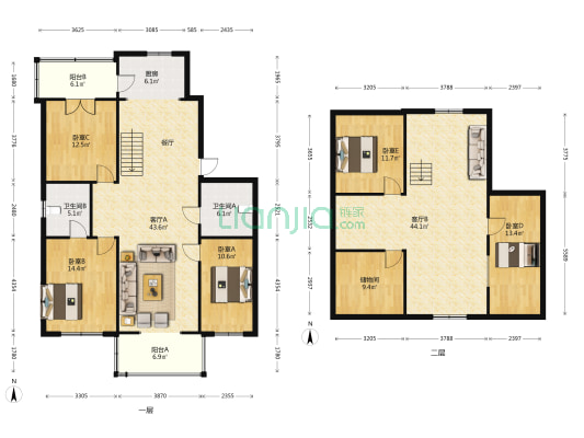 广泽名轩 5室2厅2卫 134平方