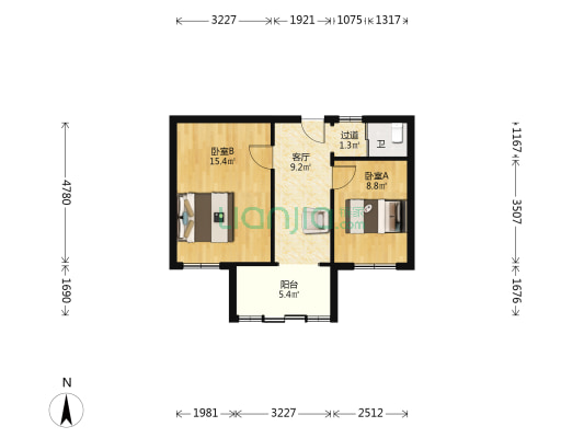 省广电器材公司南区 2室1厅1卫 47平方