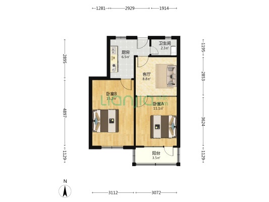 西藏南路1421弄 2室1厅1卫 57平方
