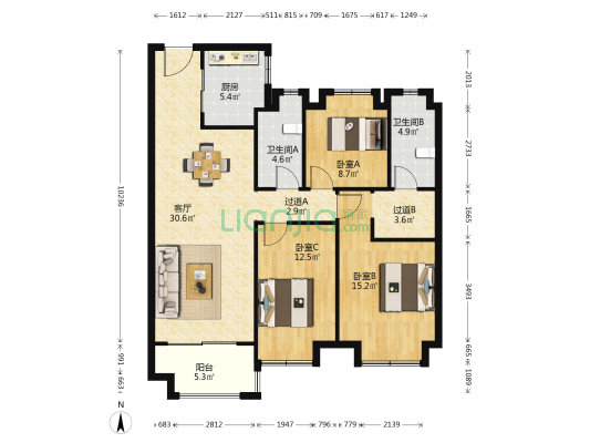 雅居乐▪富春山居 3室1厅2卫 122平方