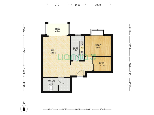 涿州范阳路钻石商圈电梯房， 开发区户口，可上双语。-户型图