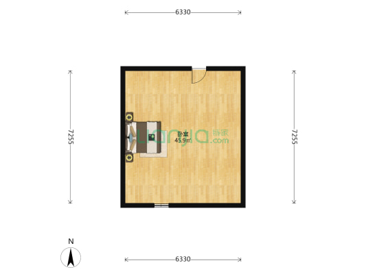 竹丝岗二马路7号大院 1室0厅0卫 47平方