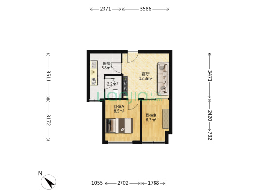 嘉峰家园 2室1厅1卫 47平方