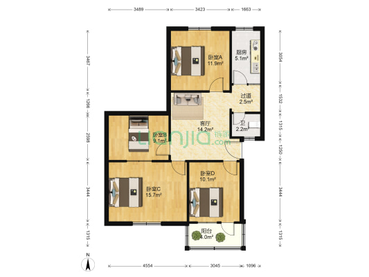 西关南街41号 4室1厅1卫 88平方