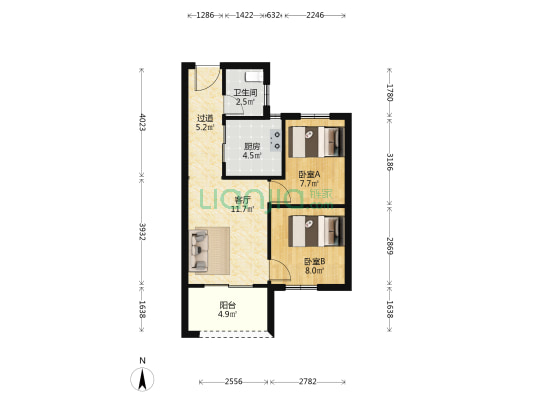 桂榕雅居 2室1厅1卫 60平方
